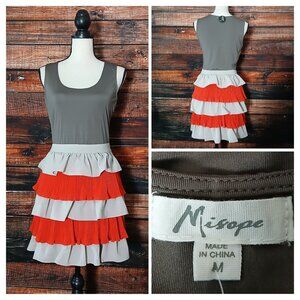NWT Misope Dress M Tiered Ruffle Layered Lined Side Zip Tank Stretch Y2K